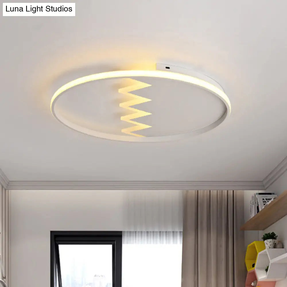 Contemporary Acrylic Round Ceiling Light 22’/26’ Wide Black/White Led Flush Mount Fixture With