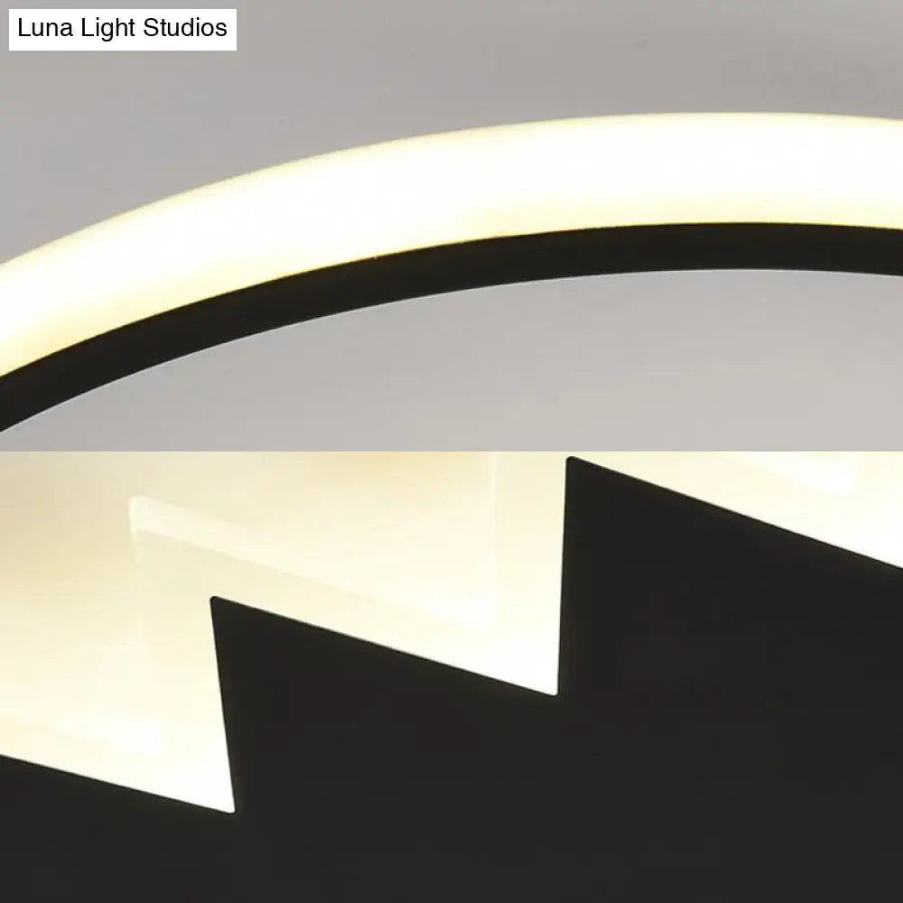 Contemporary Acrylic Round Ceiling Light 22’/26’ Wide Black/White Led Flush Mount Fixture With