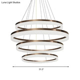 Contemporary Acrylic Round Chandelier Light - 4/5/6-Head Brown Ceiling Pendant In Warm/White/Natural