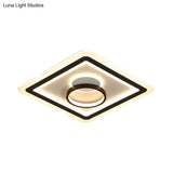 Contemporary Acrylic Square Ceiling Lighting - Led Flush Mount Light For Bedroom Black/White