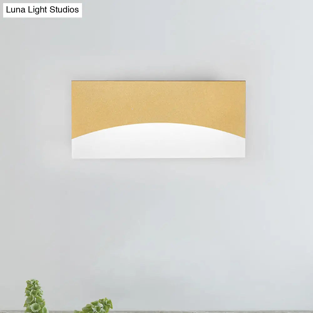 Contemporary Acrylic Wall Light Fixture Rectangular Bedside Sconce In White/Gold Warm/White