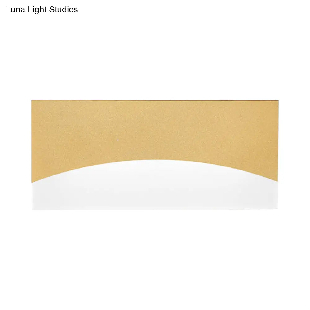 Contemporary Acrylic Wall Light Fixture Rectangular Bedside Sconce In White/Gold Warm/White