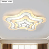 Contemporary Acrylic White Led Flush Mount Ceiling Lamp - Wavy Star Shape Remote Controlled