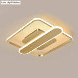 Contemporary Aluminum Square Frame Led Ceiling Lamp - Black/Gold/White 16.5/20.5 Inches Wide