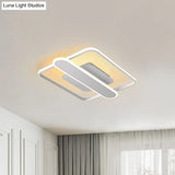 Contemporary Aluminum Square Frame Led Ceiling Lamp - Black/Gold/White 16.5/20.5 Inches Wide