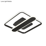 Contemporary Aluminum Square Frame Led Ceiling Lamp - Black/Gold/White 16.5/20.5 Inches Wide