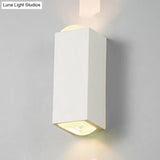 Contemporary Aluminum Wall Sconce For Bedroom - 2-Light Warm/White Rectangle Light