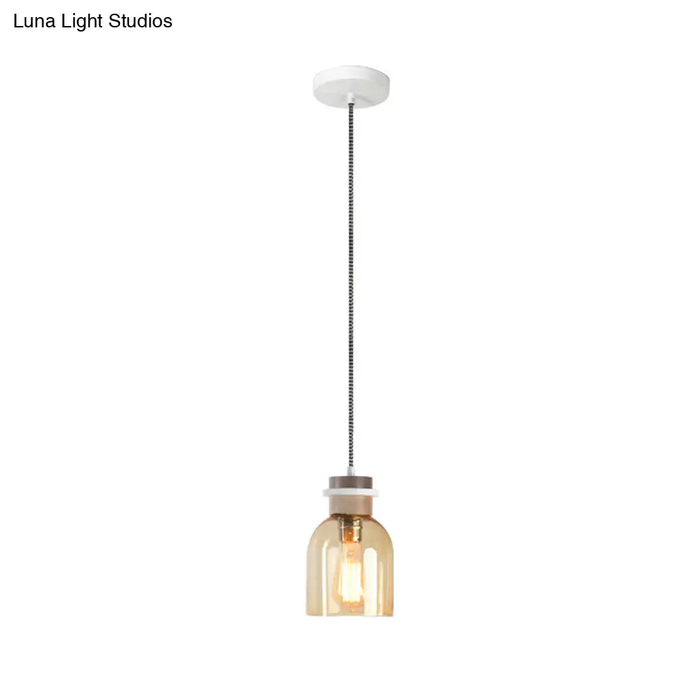 Contemporary Amber Glass Urn Ceiling Light: Stylish 1-Head Pendant For Kitchen Lighting