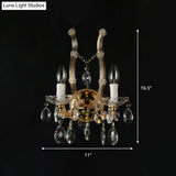 Contemporary Amber Glass Wall Light With Crystal Deco - Gold Finish 2 Lights