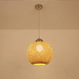 Contemporary Bamboo Globe Pendant Light Kit - Wood Hanging 12/14 Wide / 12