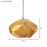 Contemporary Bamboo Pendant Light - Entwined Hanging Ceiling Fixture In Beige 16’/19.5’/27.5’ Width