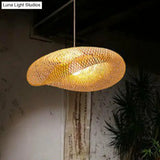 Contemporary Bamboo Pendant Light - Single-Bulb Wood Suspension For Restaurants