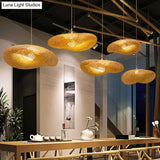 Contemporary Bamboo Pendant Light - Single-Bulb Wood Suspension For Restaurants