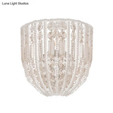Contemporary Beaded Wall Sconce Light - Clear Crystal Elegant 1-Head Lamp For Living Room