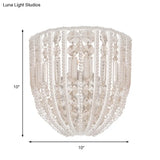 Contemporary Beaded Wall Sconce Light - Clear Crystal Elegant 1-Head Lamp For Living Room