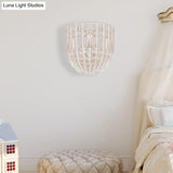 Contemporary Beaded Wall Sconce Light - Clear Crystal Elegant 1-Head Lamp For Living Room