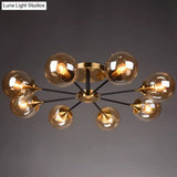 Contemporary Bedroom Sparkle: Stained Glass Sputnik Flush Mount Ceiling Chandelier