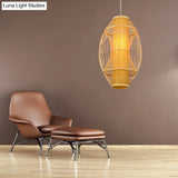 Contemporary Beige Bamboo Hanging Pendant Light For Kitchen
