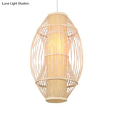 Contemporary Beige Bamboo Hanging Pendant Light For Kitchen