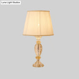 Contemporary Beige Crystal Reading Lamp: Jar Shape Faceted Design With Task Lighting