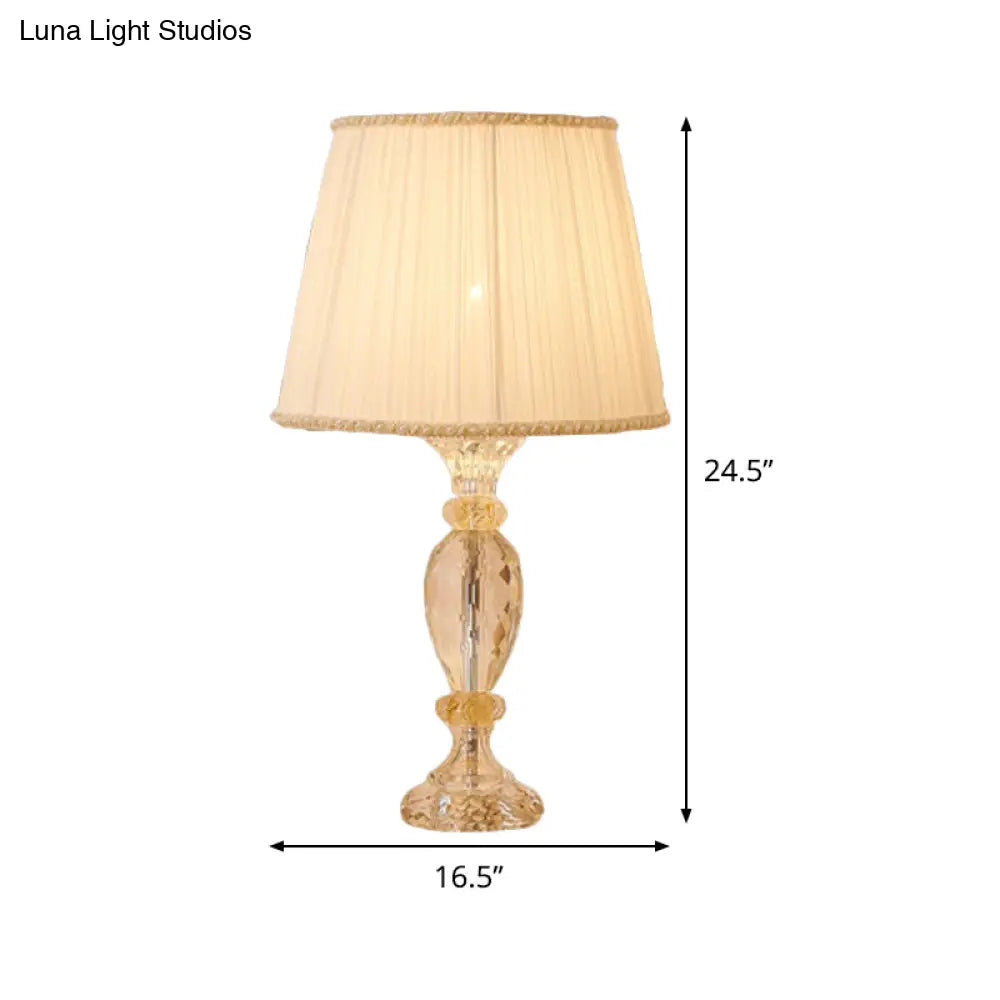 Contemporary Beige Crystal Reading Lamp: Jar Shape Faceted Design With Task Lighting