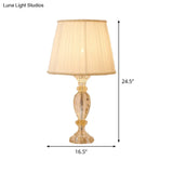 Contemporary Beige Crystal Reading Lamp: Jar Shape Faceted Design With Task Lighting