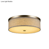 Contemporary Beige Fabric Led Flush Mount Lamp (16’/19.5’/23.5’ Dia)