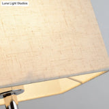 Contemporary Beige Fabric Rectangle Reading Floor Lamp With Led Spotlight
