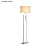 Contemporary Beige Fabric Rectangle Reading Floor Lamp With Led Spotlight