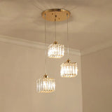 Contemporary Beveled Crystal Pendant Light With Swirl Design 3 / Gold