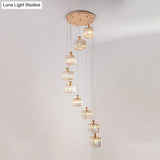 Contemporary Beveled Crystal Pendant Light With Swirl Design