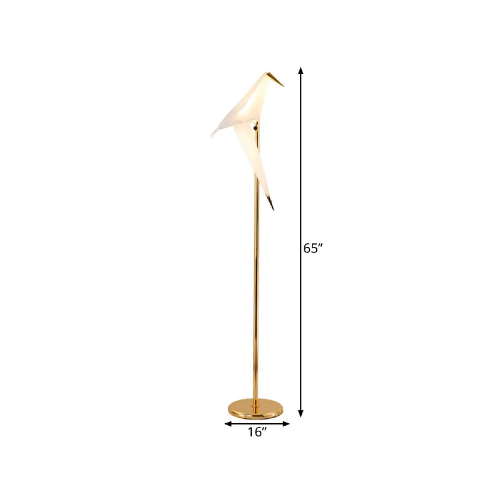 Contemporary Bird Shape Led Floor Lamp - Foldable Plastic Gold Finish In Warm/White Light