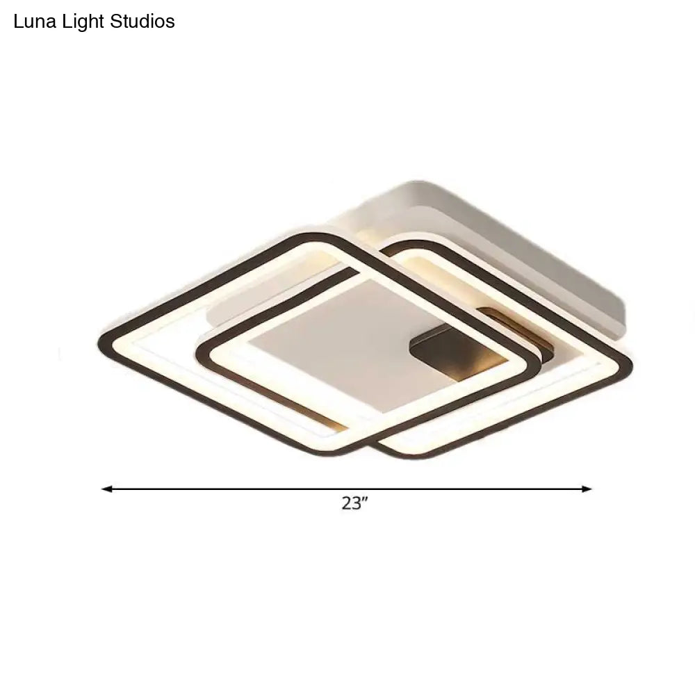 Contemporary Black 2-Tier Led Ceiling Flush Mount - 18’/23’ Wide | Warm/White Light