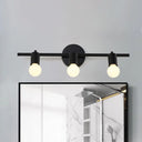 Contemporary Black 3-Arm Vanity Light Fixture With Bare Bulb