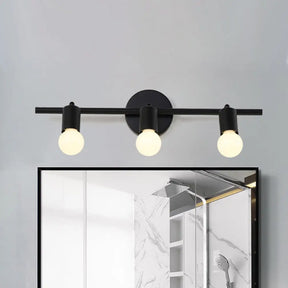Contemporary Black 3-Arm Vanity Light Fixture With Bare Bulb