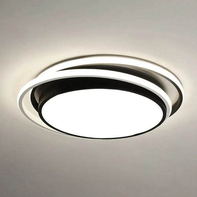 Contemporary Black Acrylic Led Flush Mount Ceiling Light For Bedrooms / Warm
