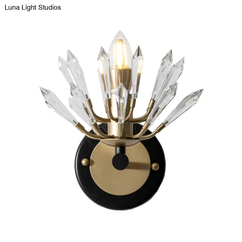 Contemporary Black And Gold Sputnik Crystal Sconce Light - Wall Mounted
