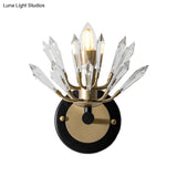 Contemporary Black And Gold Sputnik Crystal Sconce Light - Wall Mounted