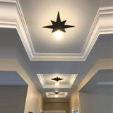 Contemporary Black/Bronze Anise Star Flush Ceiling Light - 1 Head Stairway Mount Fixture Black