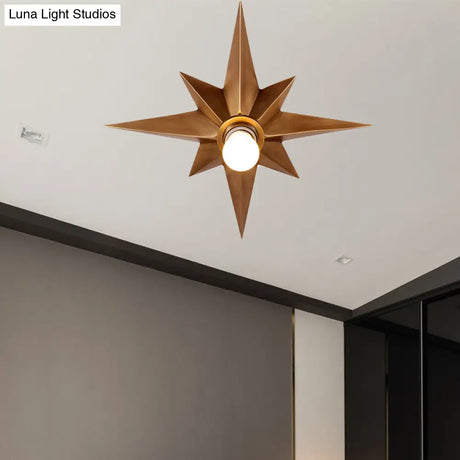 Contemporary Black/Bronze Anise Star Flush Ceiling Light - 1 Head Stairway Mount Fixture