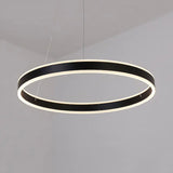 Contemporary Black/Brown Ring Pendant Chandelier With Acrylic Led Lights - 2/3/4 Options In