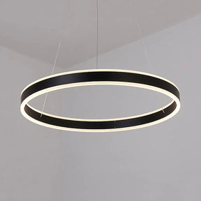 Contemporary Black/Brown Ring Pendant Chandelier With Acrylic Led Lights - 2/3/4 Options In