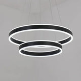Contemporary Black/Brown Ring Pendant Chandelier With Acrylic Led Lights - 2/3/4 Options In