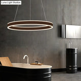 Contemporary Black/Brown Ring Pendant Chandelier With Acrylic Led Lights - 2/3/4 Options In