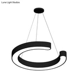 Contemporary Black C Pendant Ceiling Light - 16’/23.5’/31.5’ W Led Acrylic Down Lighting In