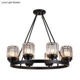 Contemporary Black Chandelier Lighting - 3/6/8 Lights Bedroom Pendant With Crystal Shades