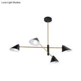 Contemporary Black Cone Shade Chandelier Light - 4/6/8 Lights Modern Hanging Lamp For Sitting Room