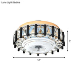 Contemporary Black Crystal Block Led Ceiling Flush Light For Corridors