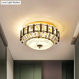 Contemporary Black Crystal Block Led Ceiling Flush Light For Corridors