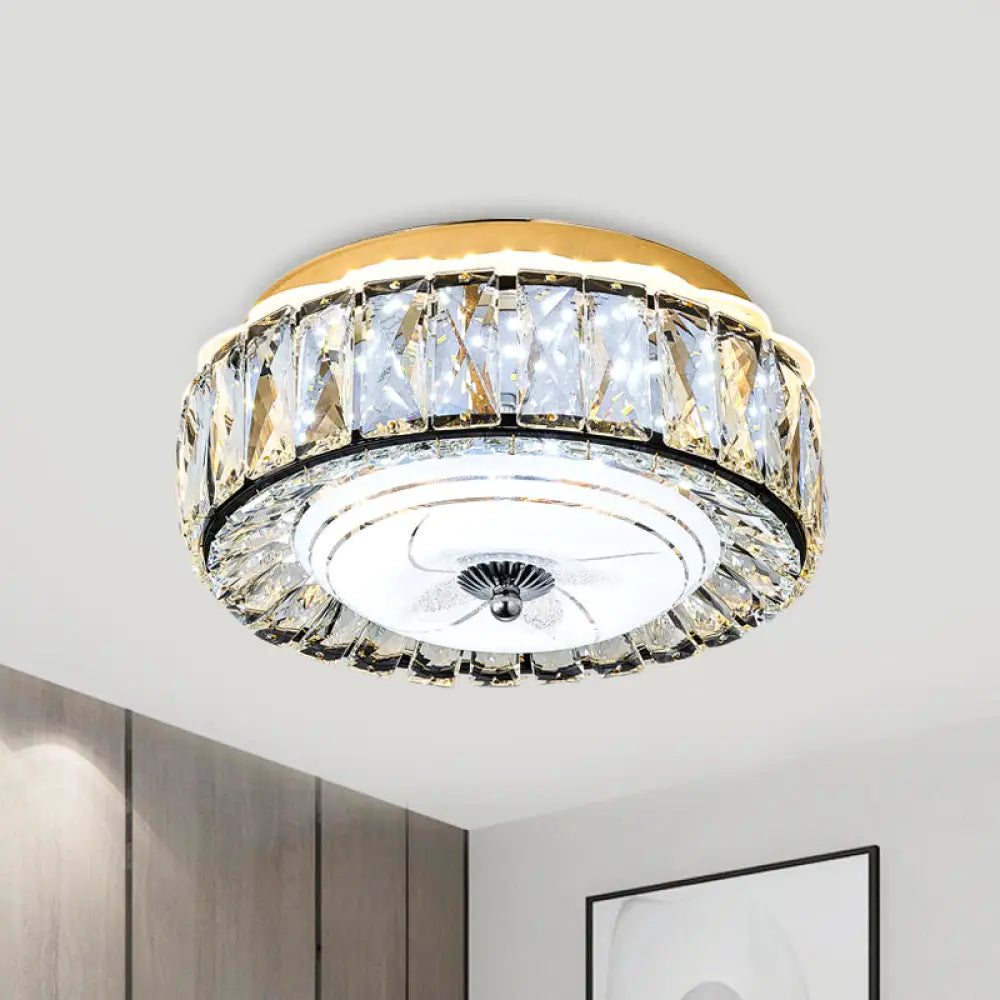 Contemporary Black Crystal Block Led Ceiling Flush Light For Corridors / C